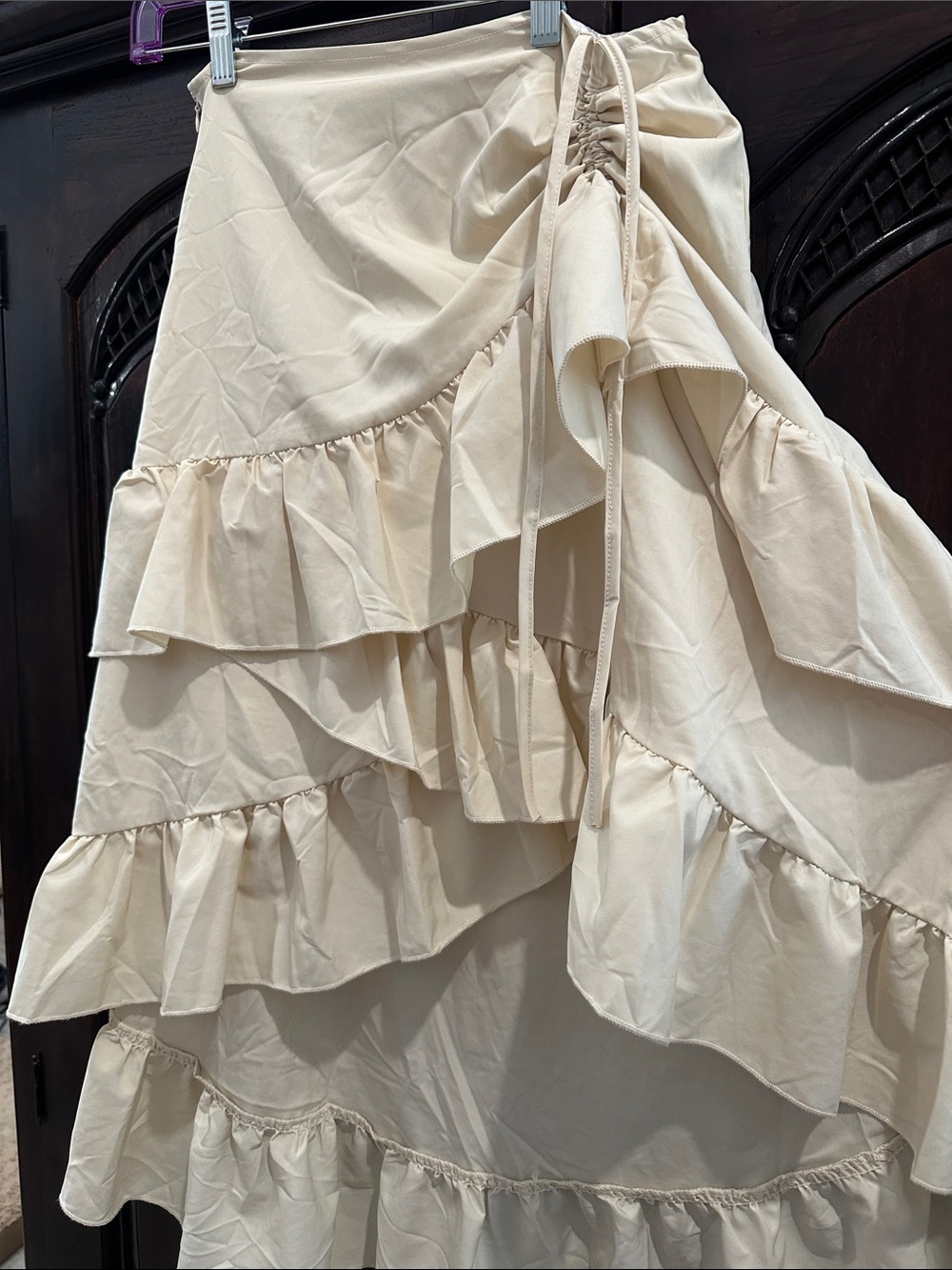 Cream Ruffle Tiered Skirt - Picture 3 of 7